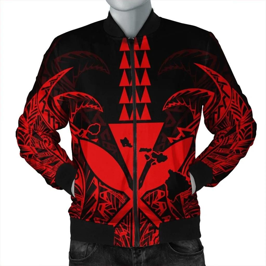 Hawaii Polynesian Kanaka Kakau Bomber Jacket - Alan Style Red - AH - J4R Bomber Jacket Hawaii Polynesian Kanaka Kakau Bomber Jacket - Alan Style Red - AH - J4R Bomber Jacket