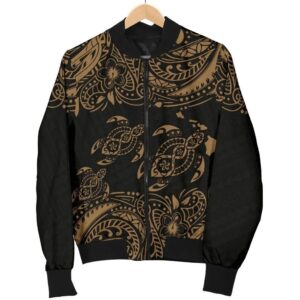 Hawaii Polynesian Men's Bomber Jacket - Gold Sea Turtle - BN12 Bomber Jacket