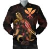 Hawaii  Polynesian Men's Bomber Jacket - Turtle With Blooming Hibiscus Gold - BN22 Bomber Jacket