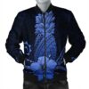 Hawaii Polynesian Pineapple Hibiscus Bomber Jacket - Blue - AH - J4R Bomber Jacket