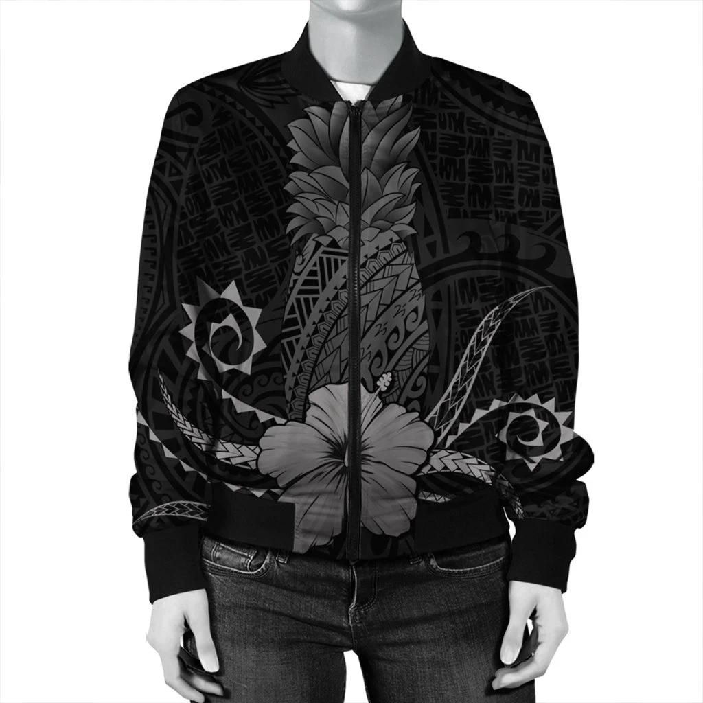 Hawaii-Polynesian-Pineapple-Hibiscus-Bomber-Jacket-Gray-AH-J4R-Bomber-Jacket-2