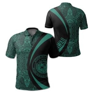 Hawaii Polynesian Polo Shirt Celodon - Circle Style - AH J9