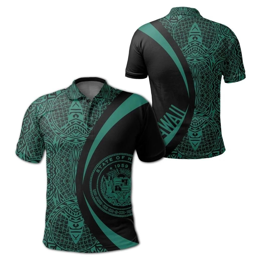 Hawaii Polynesian Polo Shirt Celodon - Circle Style - AH J9 Hawaii Polynesian Polo Shirt Celodon - Circle Style - AH J9