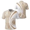 Hawaii Polynesian Polo Shirt Gold And White - Circle Style - AH J9