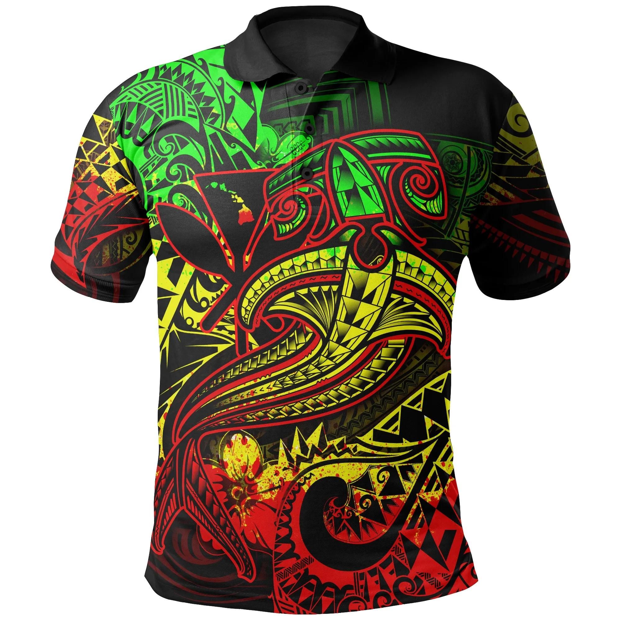 Hawaii Polynesian Polo Shirt - Kanaka Maoli Reggae Shark Polynesian Tattoo - BN18 Hawaii Polynesian Polo Shirt - Kanaka Maoli Reggae Shark Polynesian Tattoo - BN18