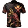 Hawaii Polynesian Polo Shirt - Turtle With Blooming Hibiscus Gold - BN22
