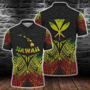 Hawaii Polynesian Reggae Pride Map And Seal Polo Shirt All Over Print