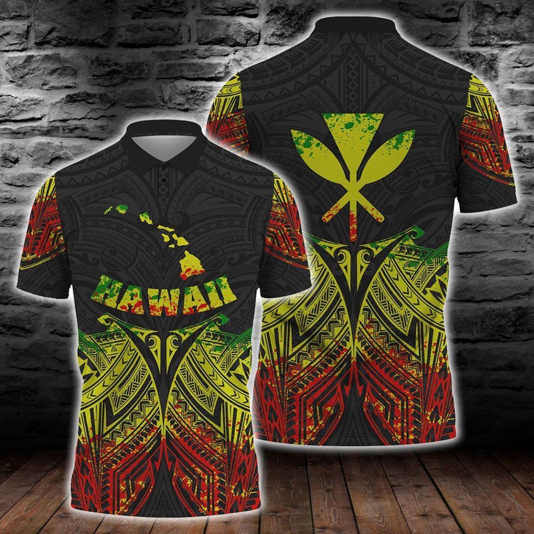 Hawaii Polynesian Reggae Pride Map And Seal Polo Shirt All Over Print Hawaii Polynesian Reggae Pride Map And Seal Polo Shirt All Over Print