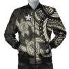 Hawaii Polynesian Turtle Hibiscus Bomber Jacket - Beige - AH - J4R Bomber Jacket