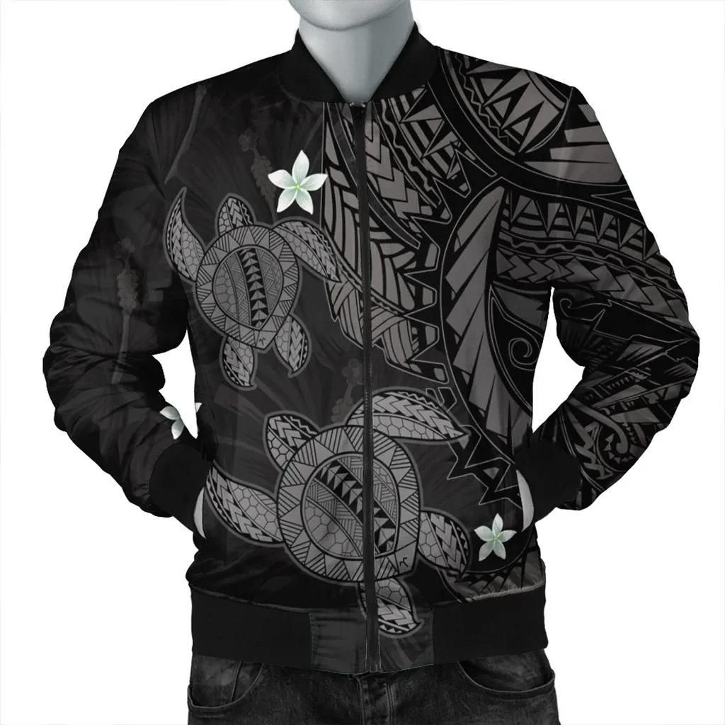 Hawaii Polynesian Turtle Hibiscus Bomber Jacket - Gray - AH - J4R Bomber Jacket Hawaii Polynesian Turtle Hibiscus Bomber Jacket - Gray - AH - J4R Bomber Jacket