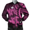Hawaii Polynesian Turtle Hibiscus Bomber Jacket - Pink - AH - J4R Bomber Jacket