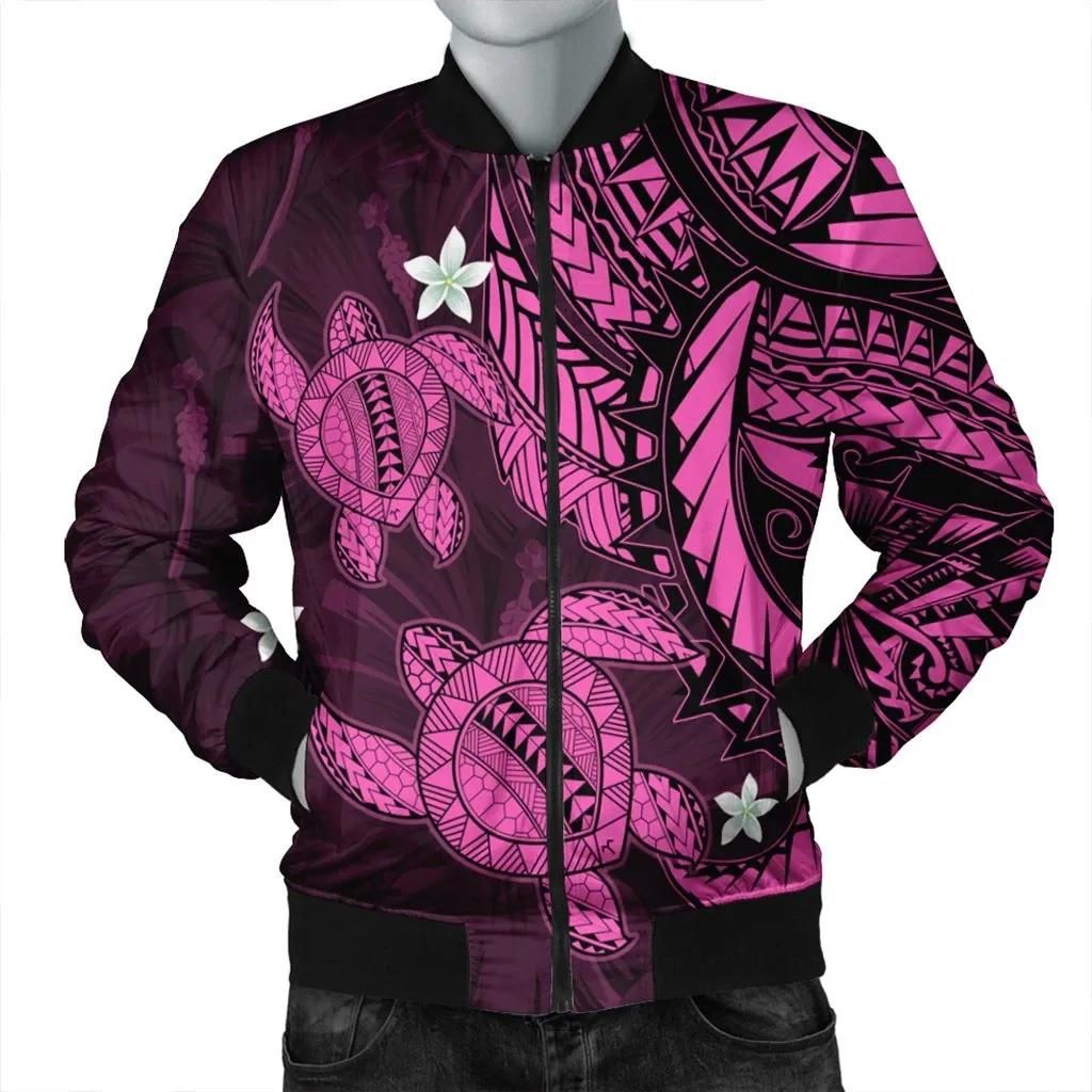 Hawaii Polynesian Turtle Hibiscus Bomber Jacket - Pink - AH - J4R Bomber Jacket Hawaii Polynesian Turtle Hibiscus Bomber Jacket - Pink - AH - J4R Bomber Jacket