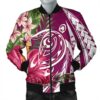 Hawaii Polynesian Turtle Tropical Hibiscus Plumeria Bomber Jacket - Pink - AH - J4R Bomber Jacket