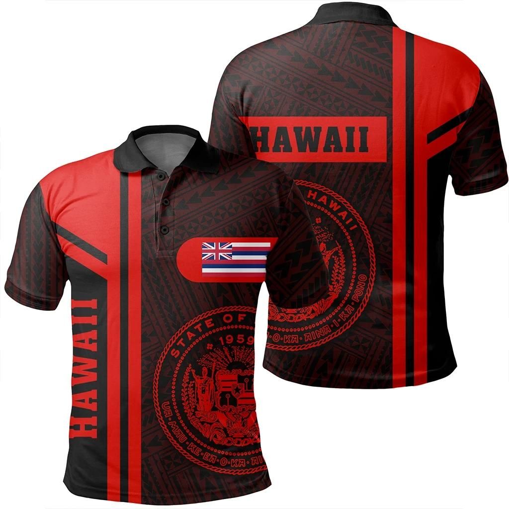 Hawaii Red Polo Shirt- Boba Style - AH - J14 Hawaii Red Polo Shirt- Boba Style - AH - J14