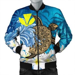 Hawaii Sea Turtle Plumeria Coconut Tree Bomber Jacket - AH - J4R Bomber Jacket