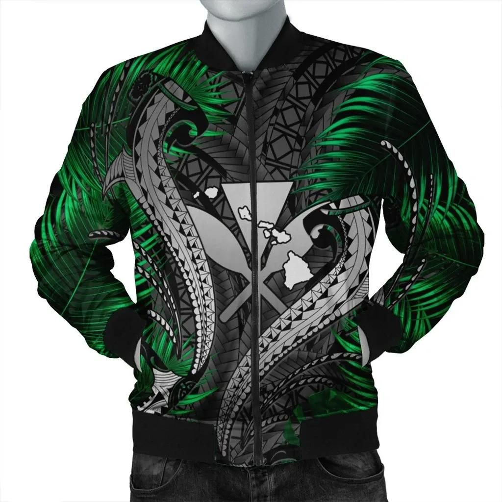 Hawaii Shark Polynesian Tropical Bomber Jacket - Gray - AH - J4R Bomber Jacket Hawaii Shark Polynesian Tropical Bomber Jacket - Gray - AH - J4R Bomber Jacket
