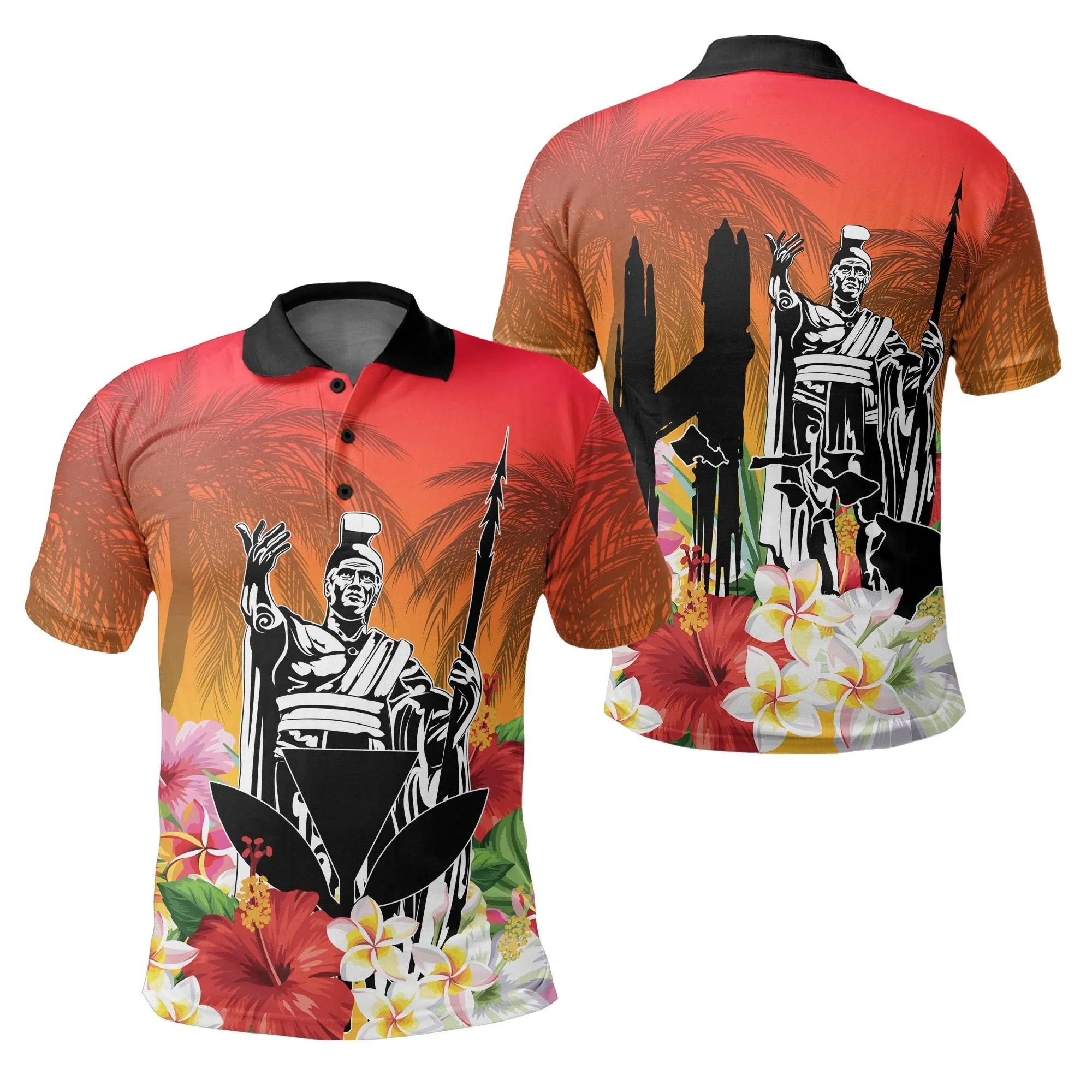 Hawaii Summer King Hibiscus Plumeria Polo Shirt - AH J4 Hawaii Summer King Hibiscus Plumeria Polo Shirt - AH J4