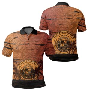 Hawaii Sunset Coat Of arm Polynesian Polo Shirt - AH J4