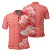 Hawaii Tropical Flower Polynesian - Hawaiian Polo Shirt - Curtis Style - Orange - AH - J2