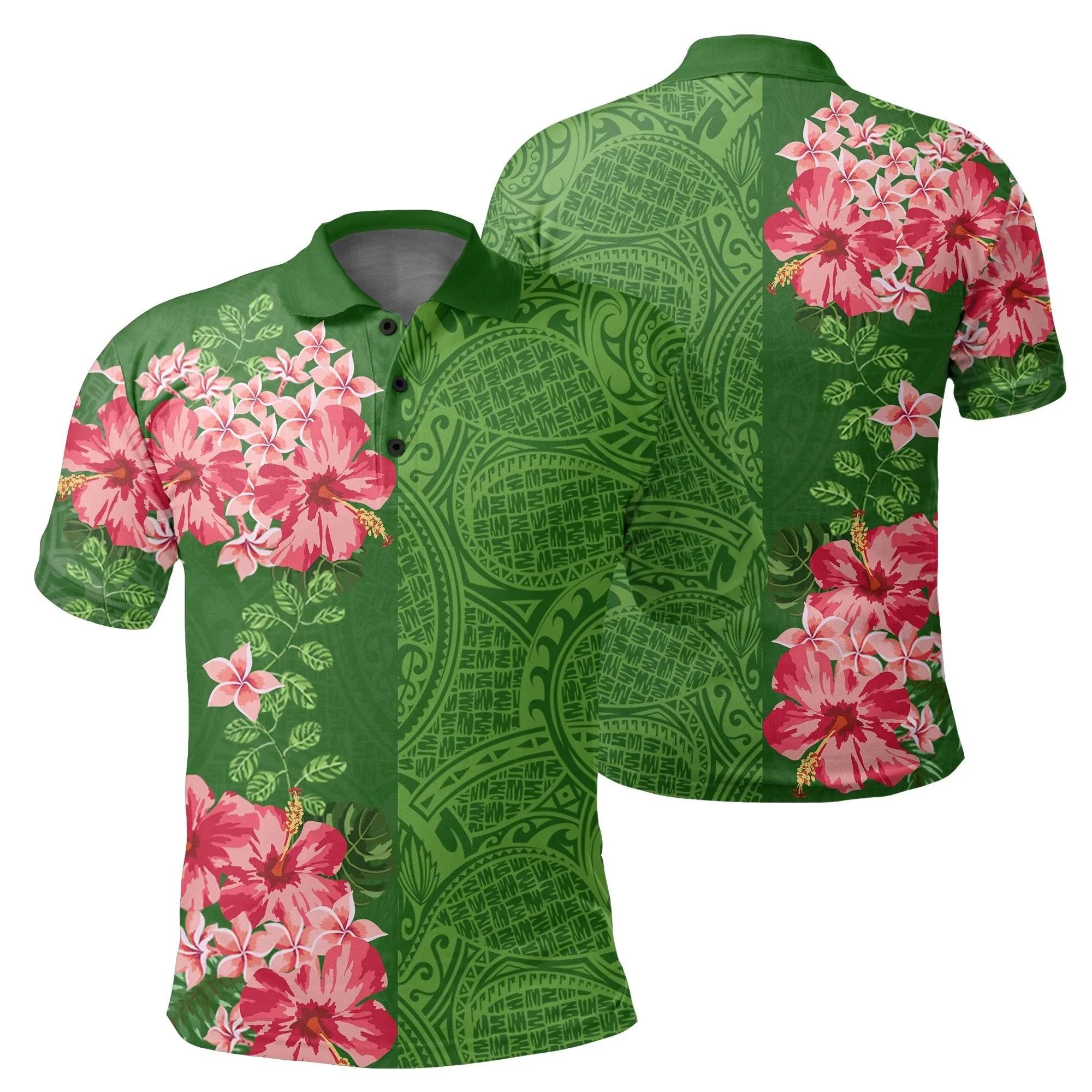 Hawaii Tropical Polynesian - Hawaiian Polo Shirt - Curtis Style - Green - AH - J2 Hawaii Tropical Polynesian - Hawaiian Polo Shirt - Curtis Style - Green - AH - J2