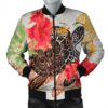 Hawaii Turtle Art Hibiscus Bomber Jacket - AH - J4R Bomber Jacket