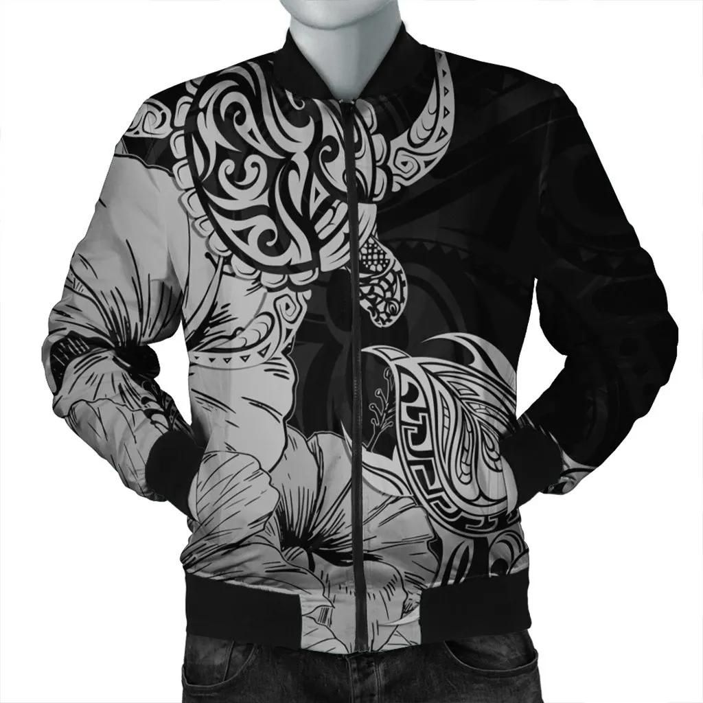 Hawaii Turtle Bomber Jacket Polynesian Hibiscus Art Gray - AH - JR Bomber Jacket Hawaii Turtle Bomber Jacket Polynesian Hibiscus Art Gray - AH - JR Bomber Jacket