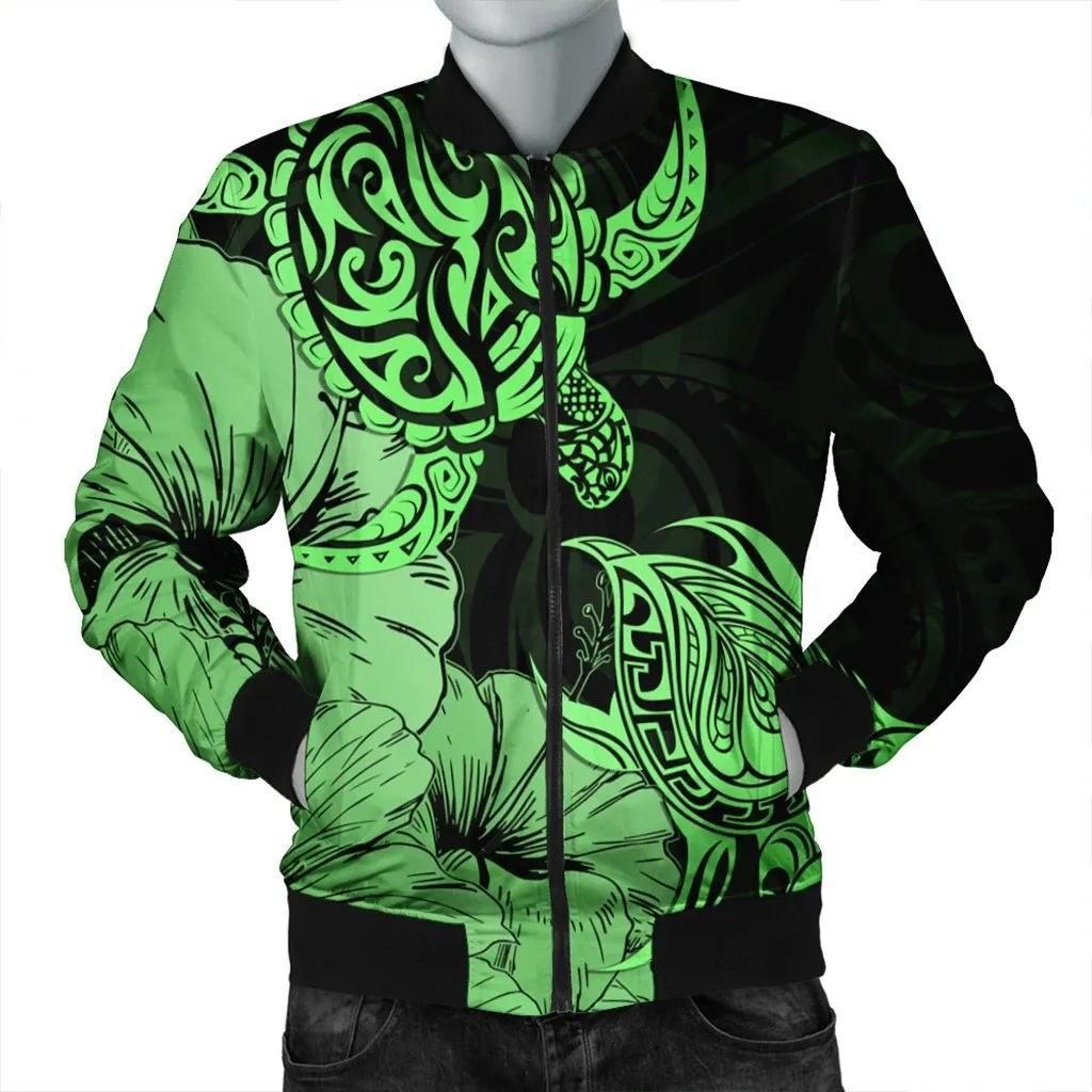 Hawaii Turtle Bomber Jacket Polynesian Hibiscus Art Green - AH - JR Bomber Jacket Hawaii Turtle Bomber Jacket Polynesian Hibiscus Art Green - AH - JR Bomber Jacket