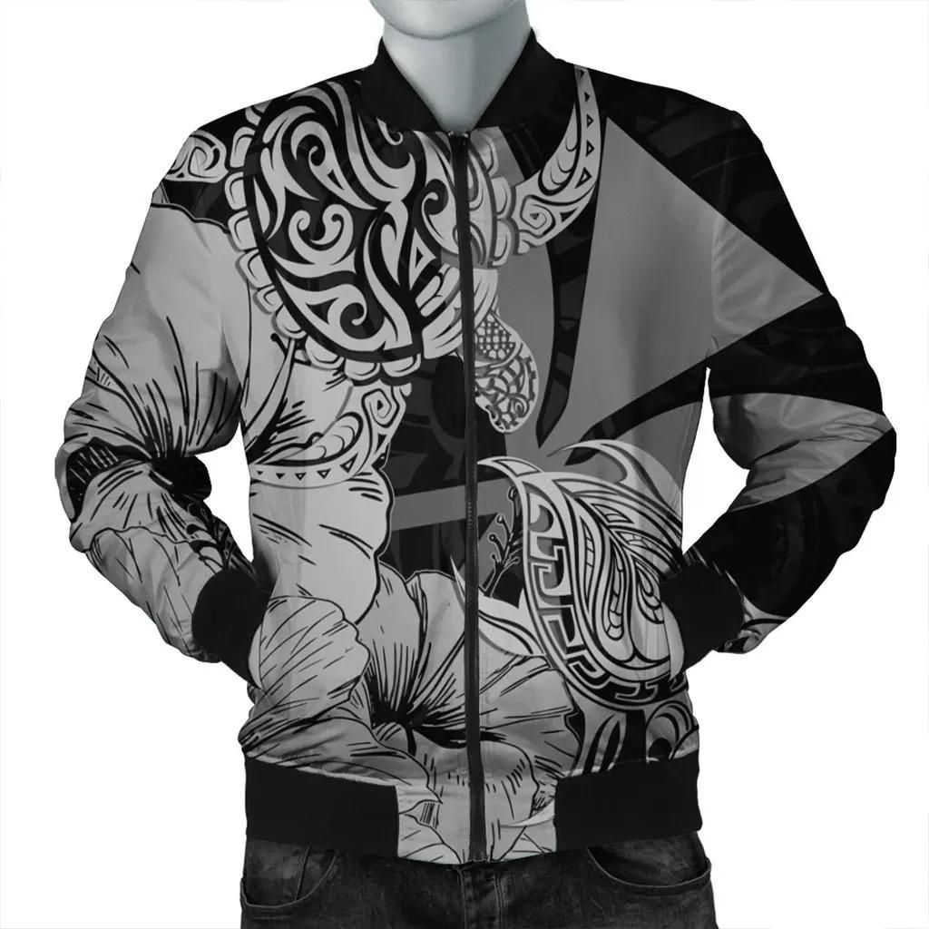 Hawaii Turtle Bomber Jacket Polynesian Hibiscus Art Ver 2.0 Gray - AH - JR Hawaii Turtle Bomber Jacket Polynesian Hibiscus Art Ver 2.0 Gray - AH - JR