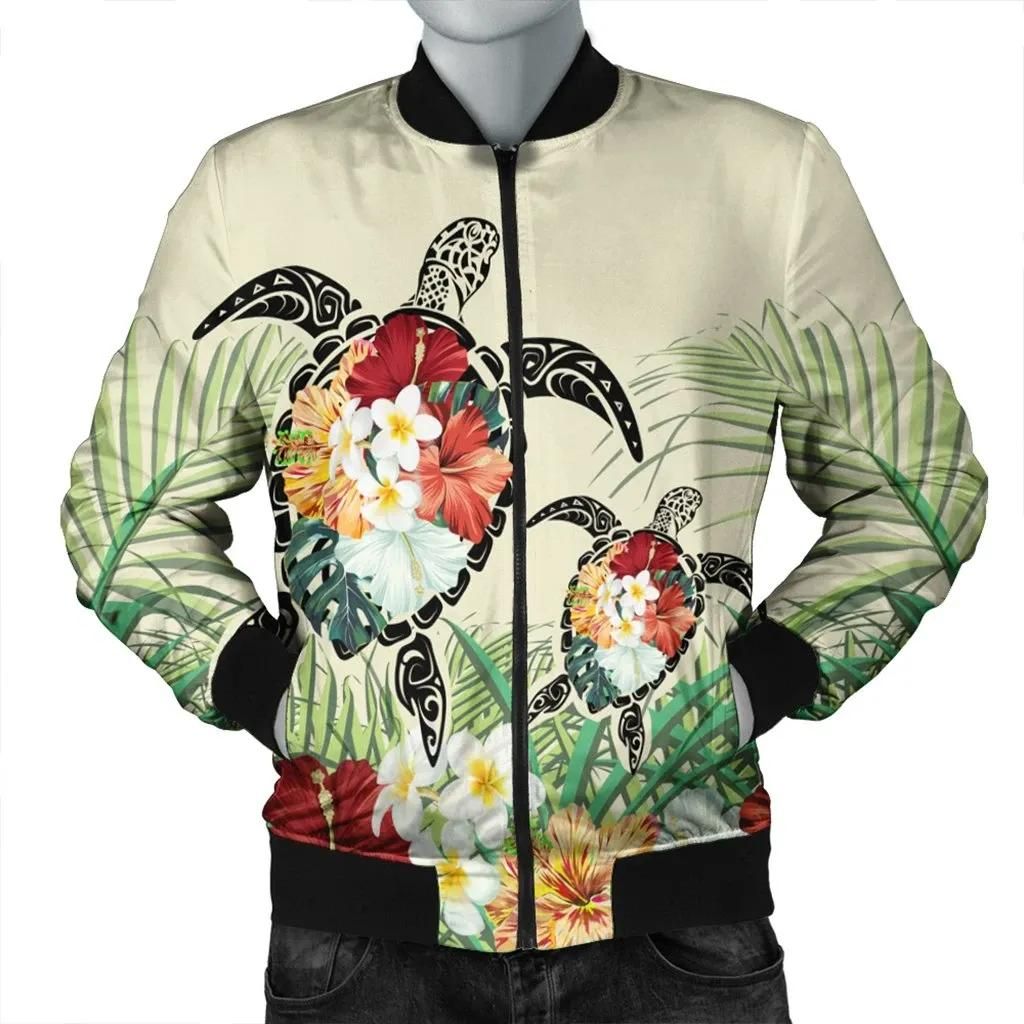 Hawaii Turtle Flowers Coconut Tree Leaf Bomber Jacket - AH - J4R Bomber Jacket Hawaii Turtle Flowers Coconut Tree Leaf Bomber Jacket - AH - J4R Bomber Jacket