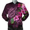 Hawaii Turtle Hibiscus Pink Simple Bomber Jacket - AH - J4R Bomber Jacket
