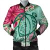 Hawaii Turtle Hibiscus Plumeria Bomber Jacket - Hug Style - AH - J4R Bomber Jacket