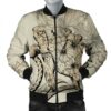 Hawaii Turtle Hibiscus Polynesian Vintage Bomber Jacket - Beige - AH - J4R Bomber Jacket
