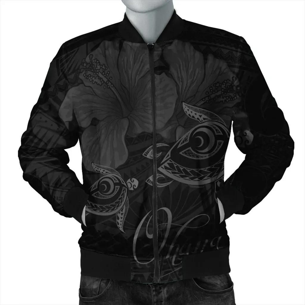 Hawaii Turtle Ohana Hibiscus Poly Bomber Jacket - Gray - AH - J4R Bomber Jacket Hawaii Turtle Ohana Hibiscus Poly Bomber Jacket - Gray - AH - J4R Bomber Jacket