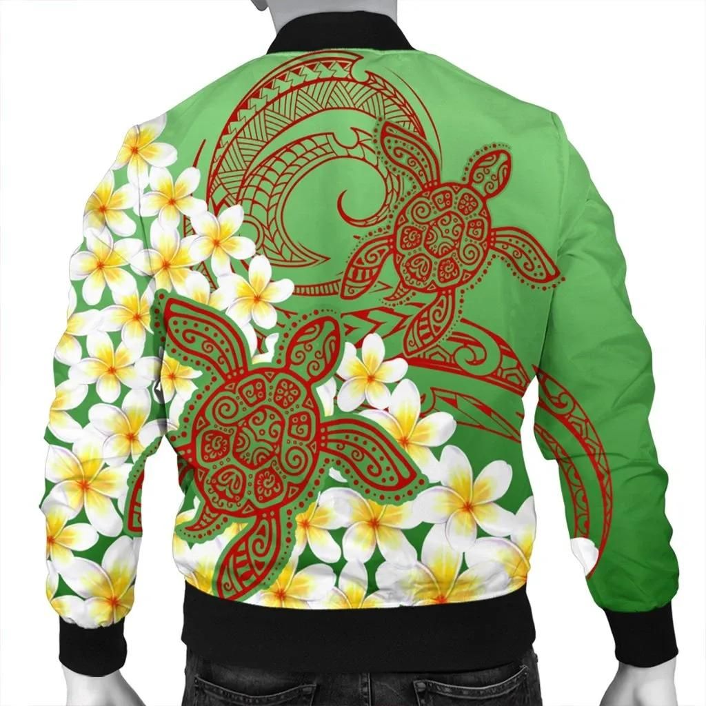 Hawaii-Turtle-Plumeria-Bomber-Jacket-Green-Style-AH-J4R-1