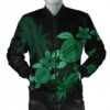 Hawaii Turtle Plumeria Coconut Tree Polynesian Bomber Jacket - Green - AH - J4R Bomber Jacket