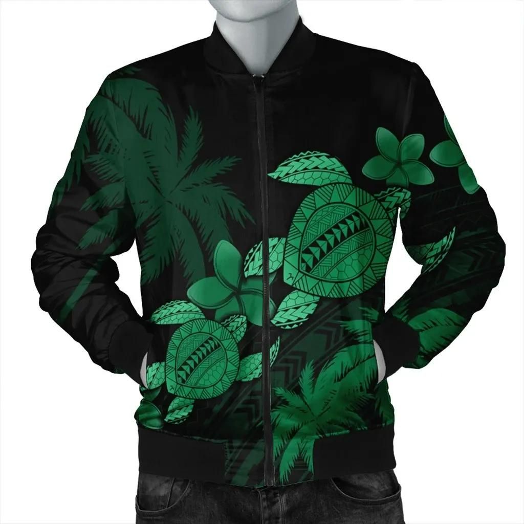 Hawaii Turtle Plumeria Coconut Tree Polynesian Bomber Jacket - Green - AH - J4R Bomber Jacket Hawaii Turtle Plumeria Coconut Tree Polynesian Bomber Jacket - Green - AH - J4R Bomber Jacket