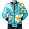 Hawaii Turtle Plumeria Kanaka Ocean Bomber Jacket - AH - J4R Bomber Jacket