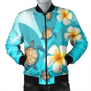 Hawaii Turtle Plumeria Kanaka Ocean Bomber Jacket - AH - J4R Bomber Jacket