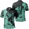 Hawaii Turtle Polo Shirt Polynesian Hibiscus Art Ver 2.0 Turquoise AH J1