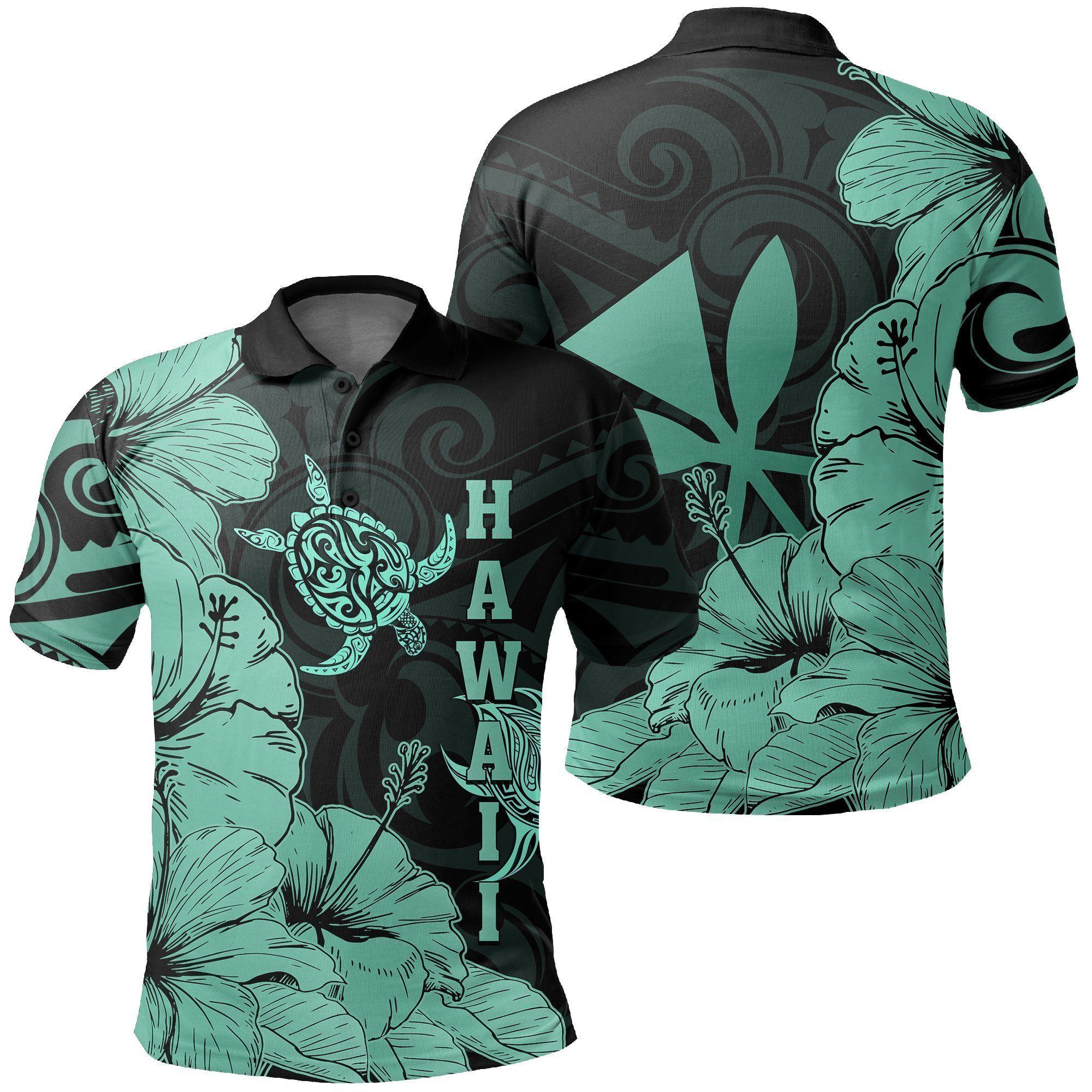 Hawaii Turtle Polo Shirt Polynesian Hibiscus Art Ver 2.0 Turquoise AH J1 Hawaii Turtle Polo Shirt Polynesian Hibiscus Art Ver 2.0 Turquoise AH J1