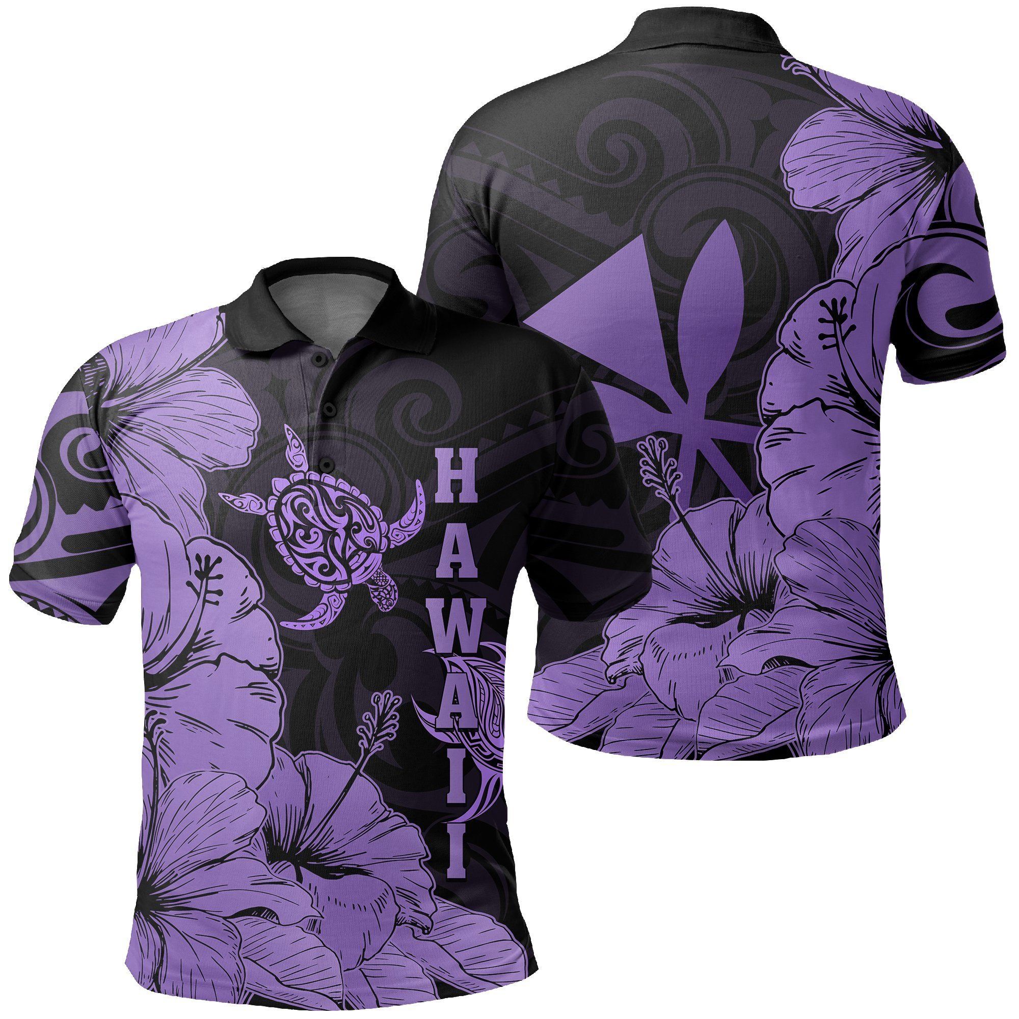 Hawaii Turtle Polo Shirt Polynesian Hibiscus Art Ver 2.0 Violet AH J1 Hawaii Turtle Polo Shirt Polynesian Hibiscus Art Ver 2.0 Violet AH J1