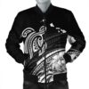 Hawaii Turtle Polynesian Map Plumeria Bomber Jacket White - AH - JR Bomber Jacket
