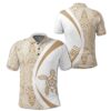 Hawaii Turtle Polynesian Polo Shirt Gold And White - Circle Style - AH J9