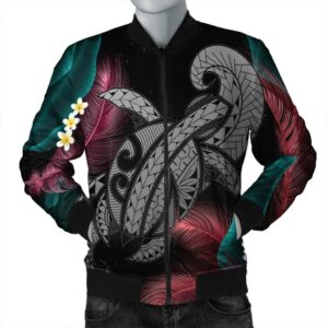 Hawaii Turtle Polynesian Tropical Bomber Jacket - Ghia Style Gray - AH - J4R Bomber Jacket