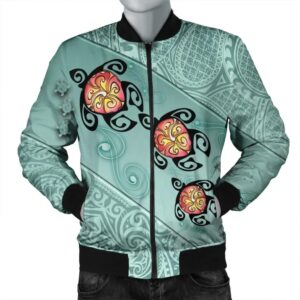 Hawaii Turtle Swimming Tribal Polynesian Bomber Jacket - AH - Min Style - J5R Bomber Jacket