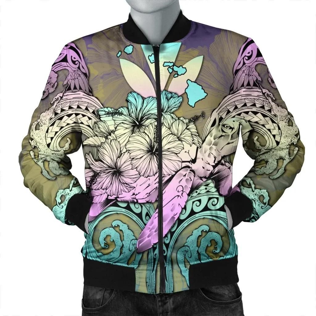 Hawaii Turtle Wave Polynesian Bomber Jacket - Hey Style Yellow - AH - J4R Bomber Jacket Hawaii Turtle Wave Polynesian Bomber Jacket - Hey Style Yellow - AH - J4R Bomber Jacket