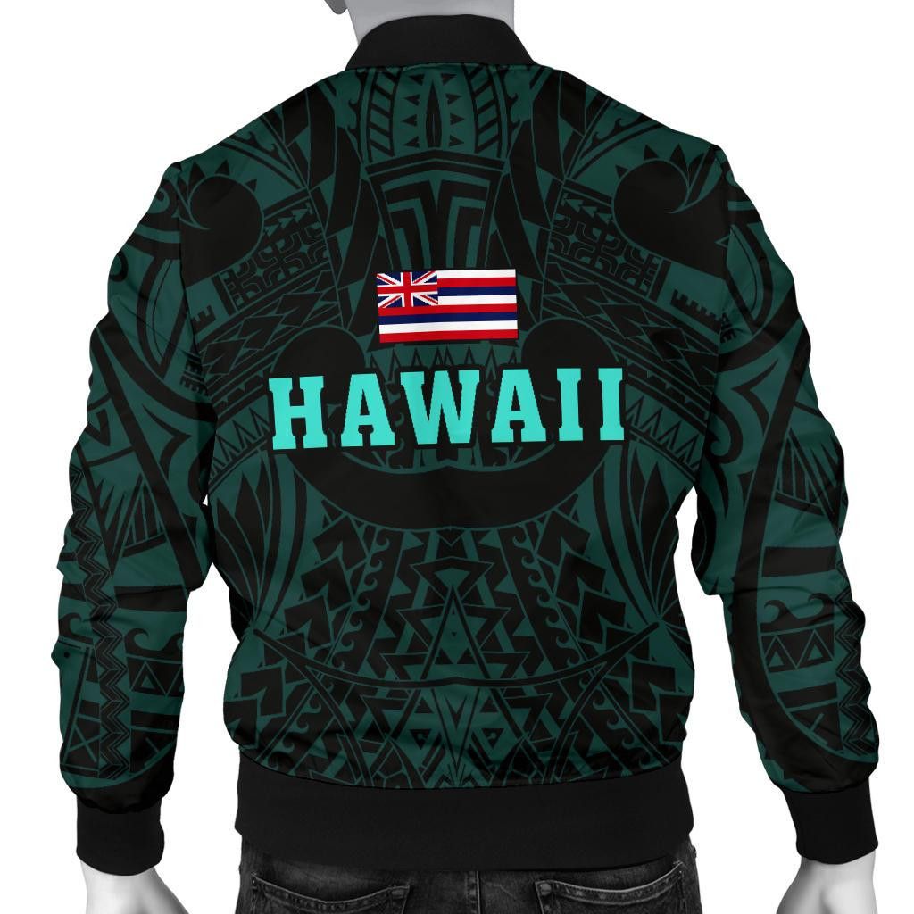 Hawaii-Wild-Boar-Kamapuaa-Mens-Bomber-Jacket-Turquoise-Hawaiian-Mythology-Style-AH-J6-Bomber-Jacket-1