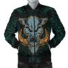 Hawaii Wild Boar Kamapua'a Men's Bomber Jacket - Turquoise - Hawaiian Mythology Style - AH - J6 Bomber Jacket