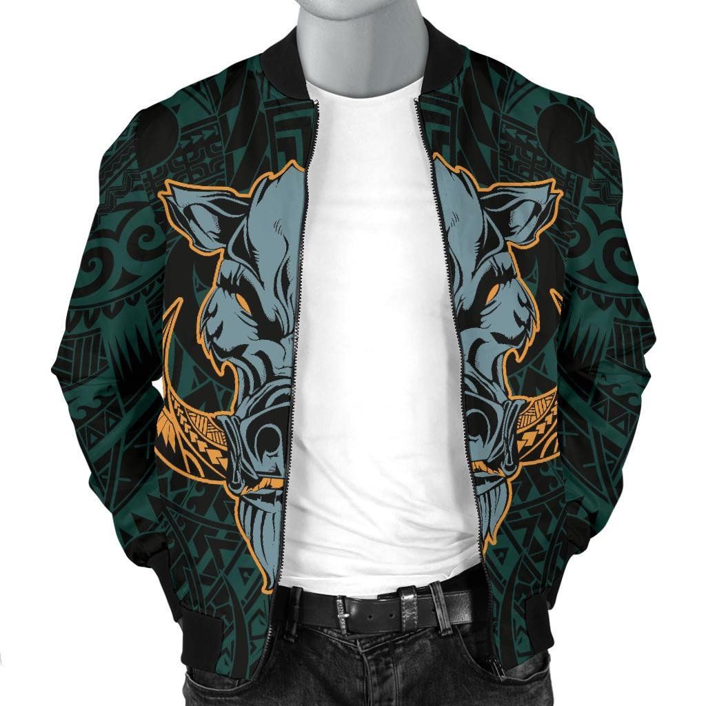 Hawaii-Wild-Boar-Kamapuaa-Mens-Bomber-Jacket-Turquoise-Hawaiian-Mythology-Style-AH-J6-Bomber-Jacket-2