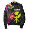 Hawaii Women's Bomber Jacket - Hibiscus Polynesian Pattern - BN39 Bomber Jacket